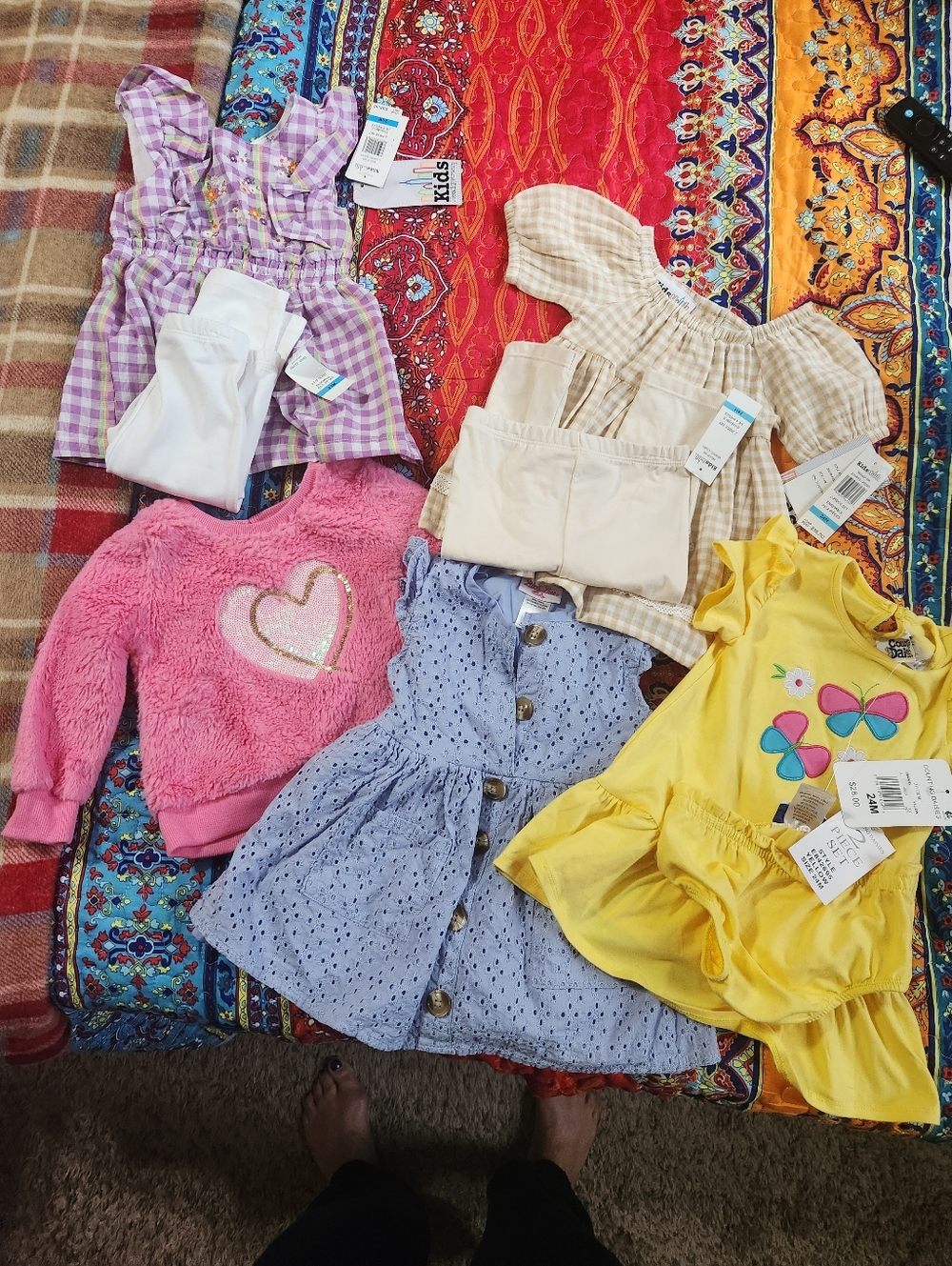 Lot Of 5 Kids Casual Yellow Butterfly Dress  And Assorted Others- Brand:
